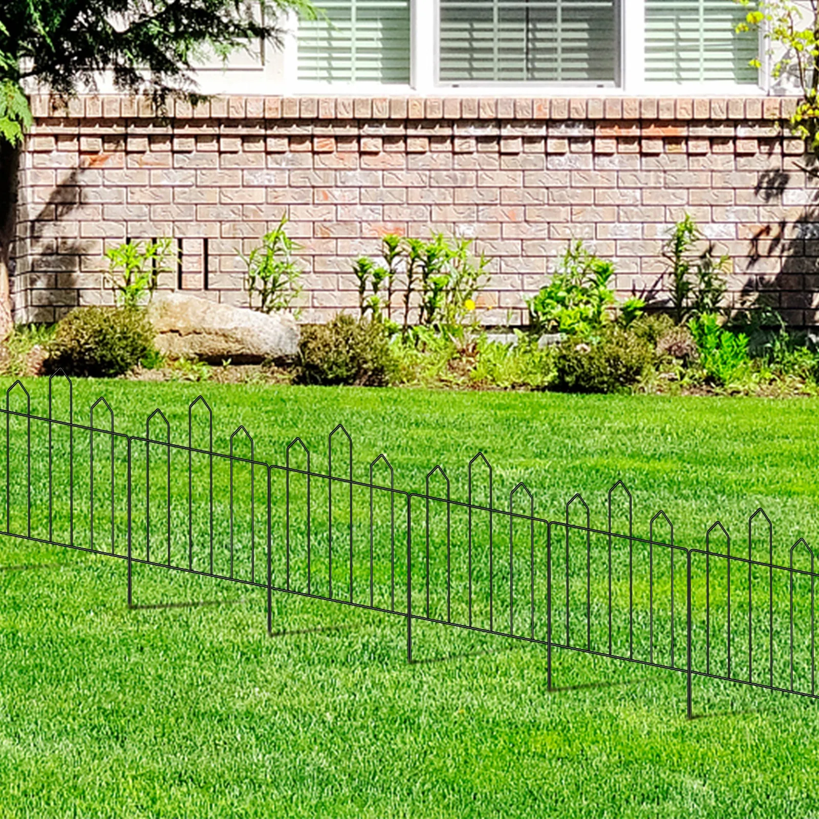 Decorative Garden Fence Fencing 10 Pack Rustproof Landscape Wrought Metal Wire Border Animal Barrier for Dog, No Dig Fence