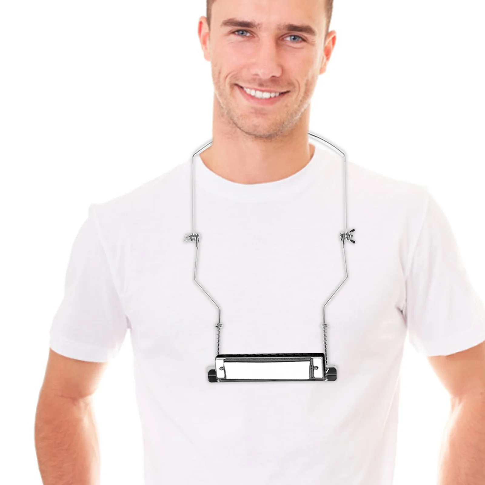 

Adjustable Metal Harmonica Neck Holder 10-Hole Type Stable Support for Performance Practice Rehearsal Harmonica Neck Holder