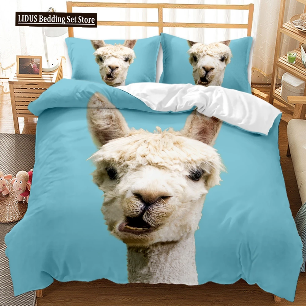 

Animal Llama Cute Alpacas Bedding Set Boys Girls Twin Queen Size Duvet Cover Pillowcase Bed Kids Adult Home Textileextile