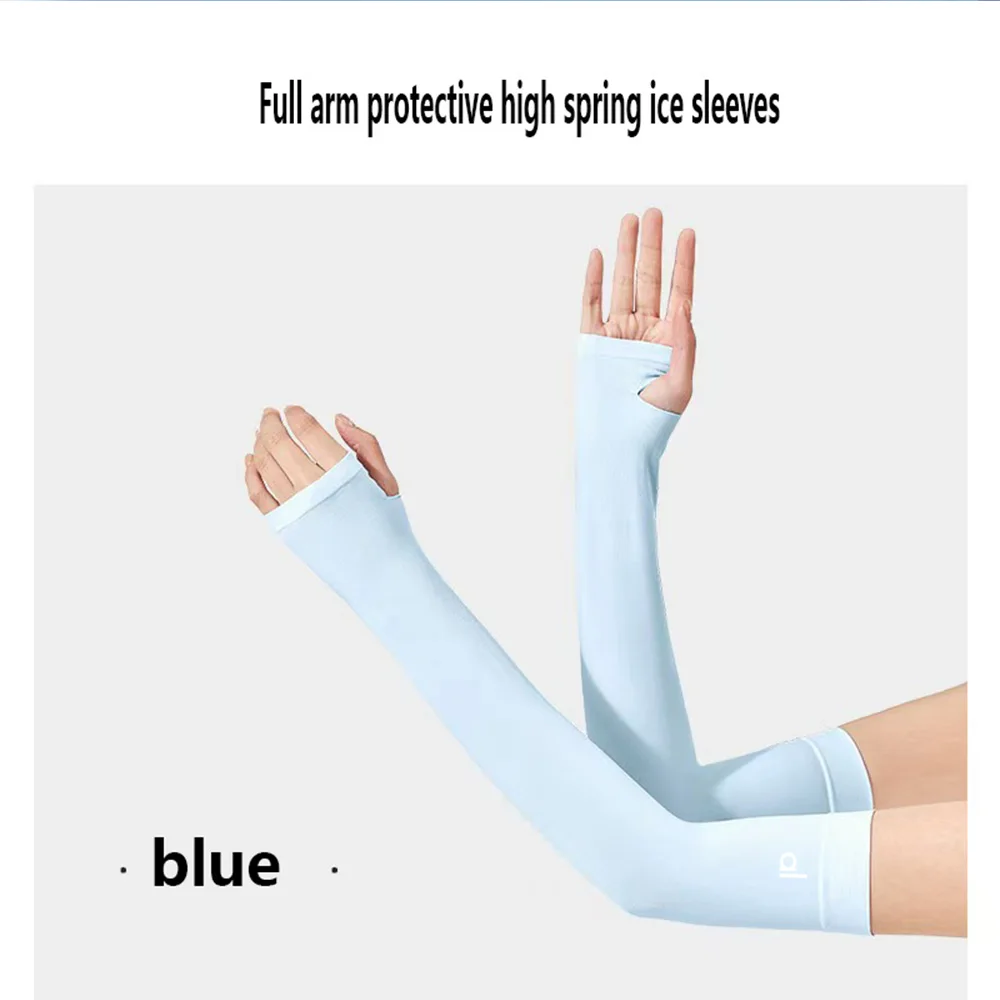 1 Pair Ice Silk Sun Protection Arm Covers Unisex Elbow Cover Outdoor Cycling Running Fishing Driving Cool Anti-UV Arm Sleeves