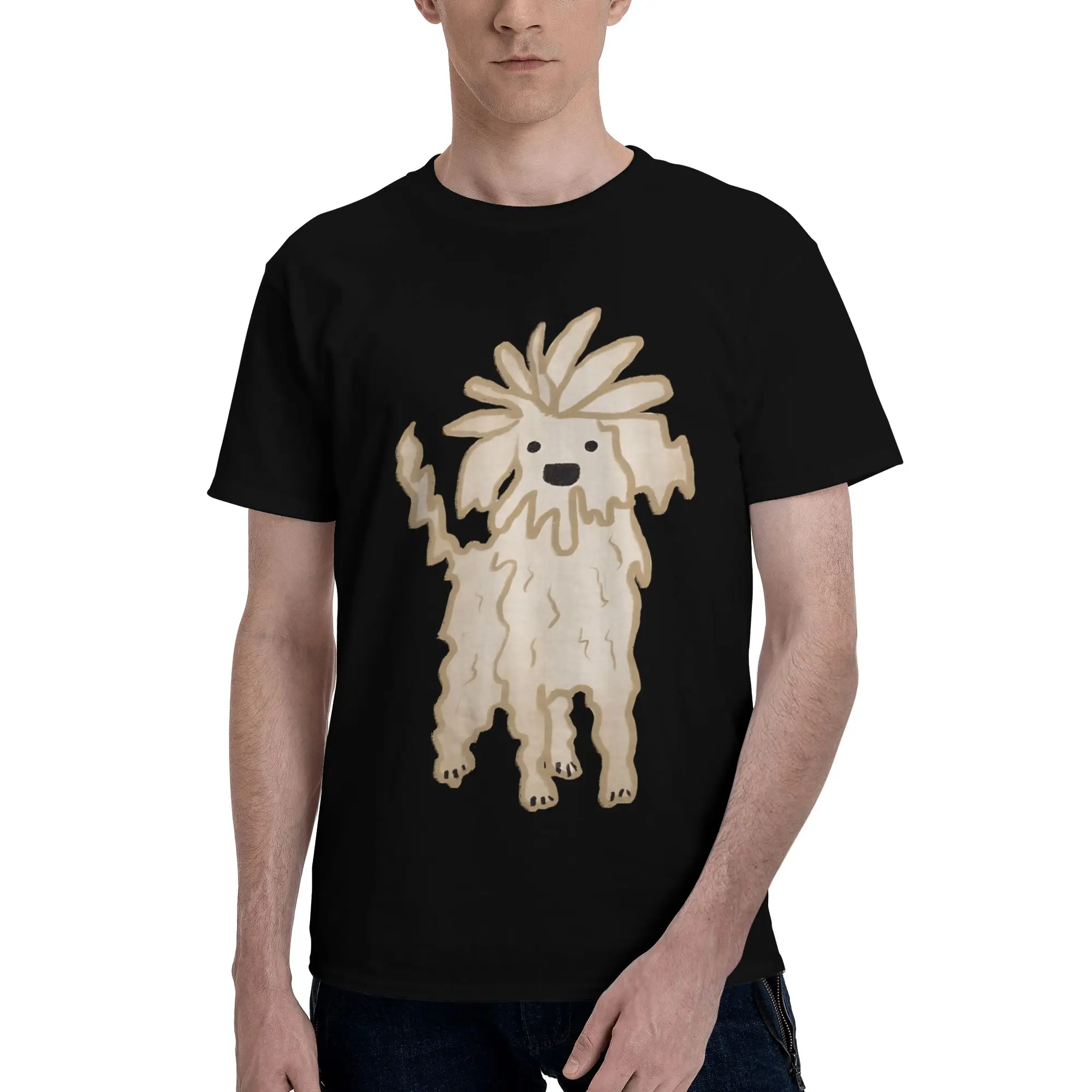 cute dog Men T Shirt Messy hair don’t care dog Novelty Tee Shirt Short Sleeve Round Neck Birthday Present Clothing T-Shirt