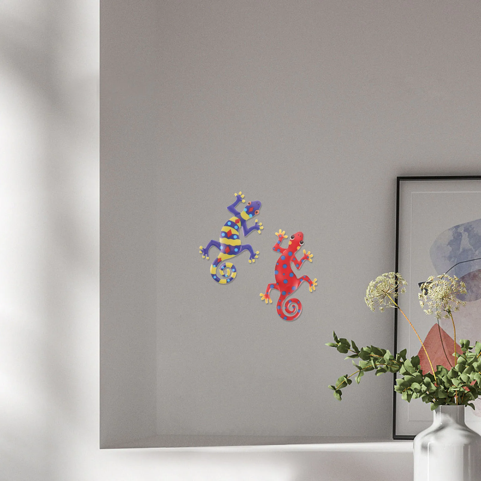 

2 Pcs Gecko Wall Sculpture Lizard Ornament Exterior Doors Ornaments Pendants Metal Statue Outdoor Decor