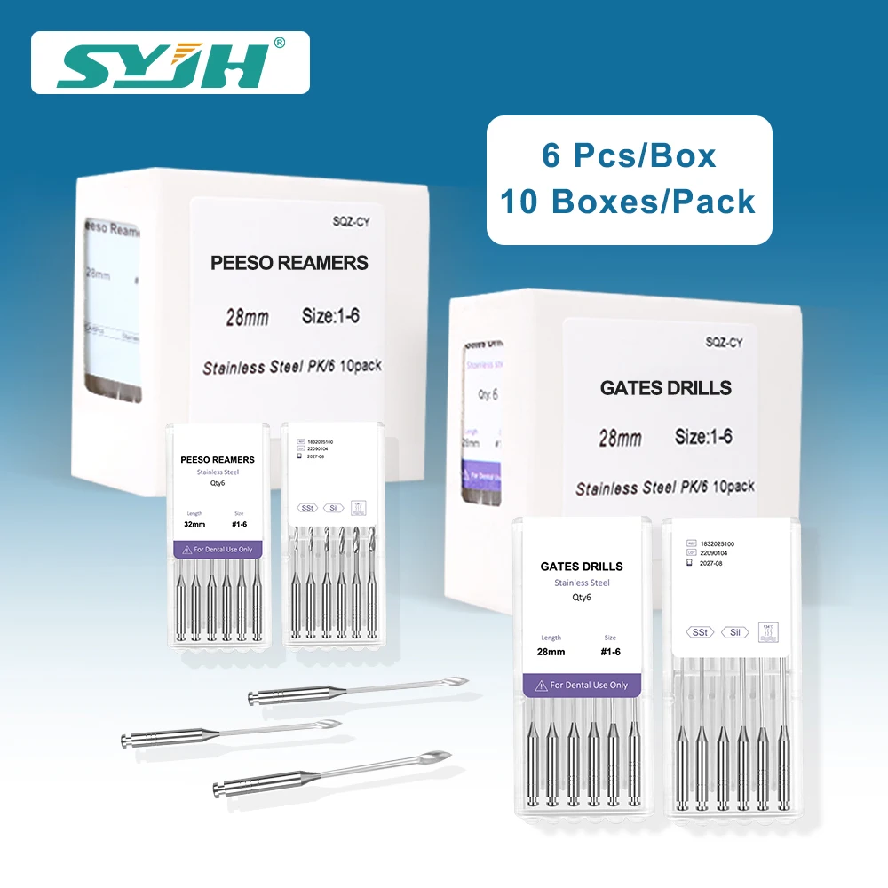 

SYJH 60Pcs Gates/Peeso 28/32mm Glidden Rotary Dental Engine Use Endodontic Gates Drill Stainless Steel Endo Files Dentistry