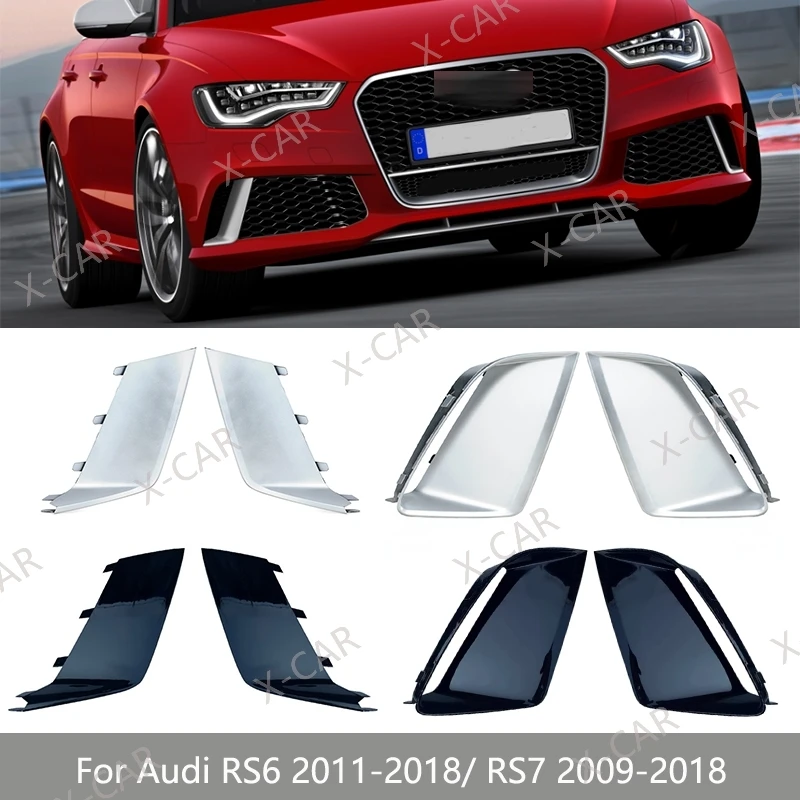Para Audi RS6 2011-2018 luz antiniebla del parachoques delantero lámpara embellecedora moldura cubierta marco carcasa tapa para Audi RS7 2009 2010 2011-2018