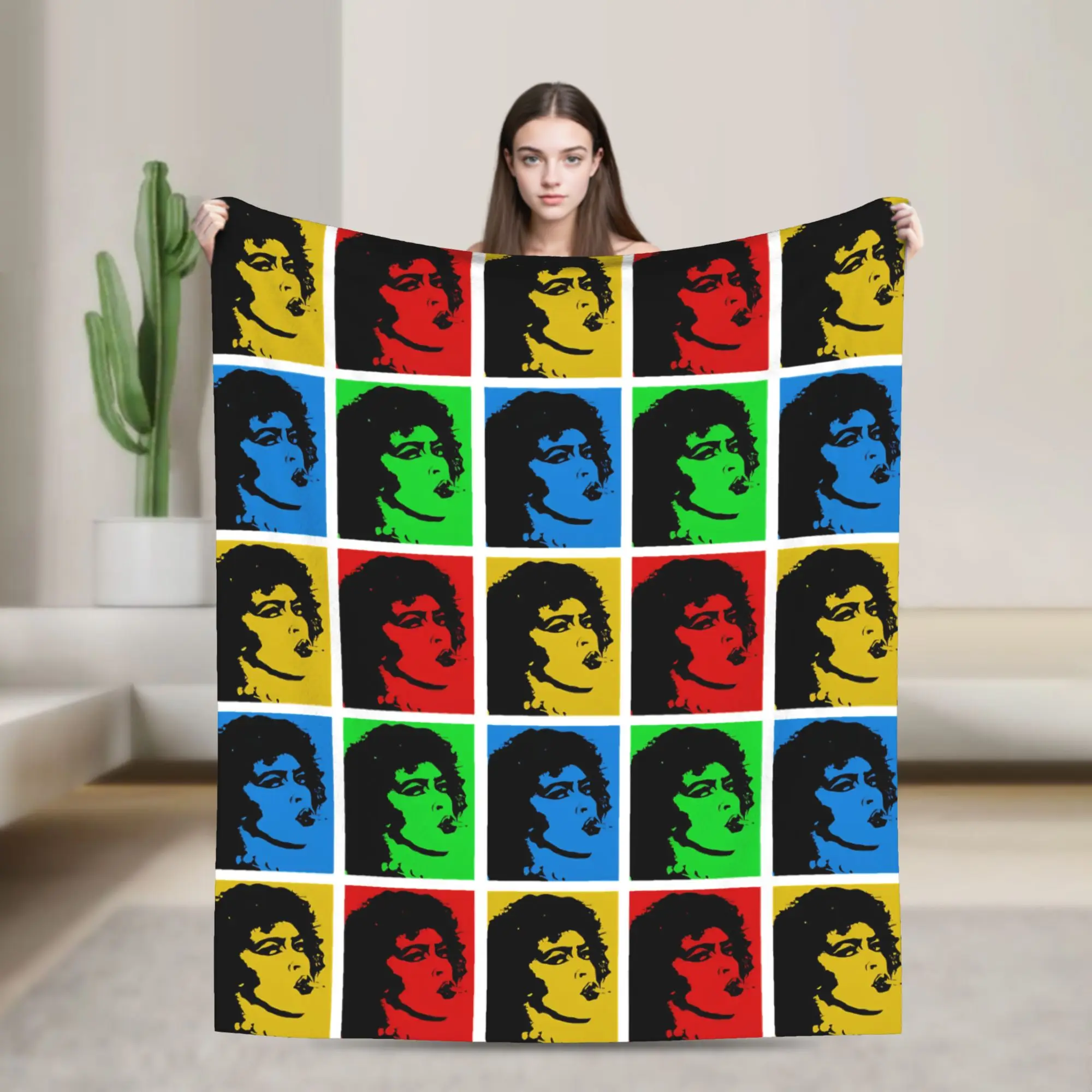 Vintage The Rocky Horror Picture Show Blanket Tim Curry Frank Wool Throw Blankets Bedding Couch Portable Soft Warm Bedspread