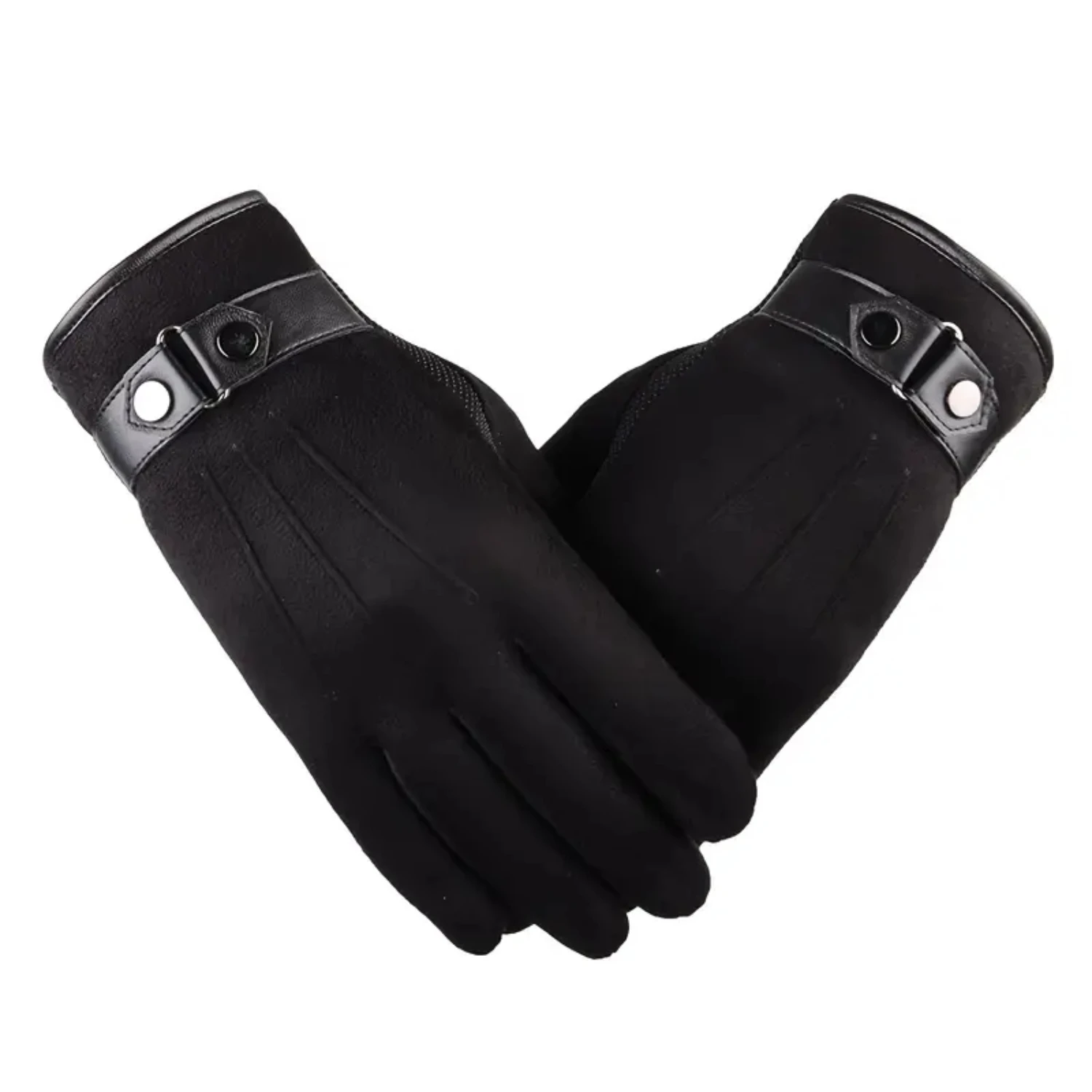 Stay connected outdoors with these cozy, stylish mens warm winter wool lined leather touch screen gloves. Perfect for driving i