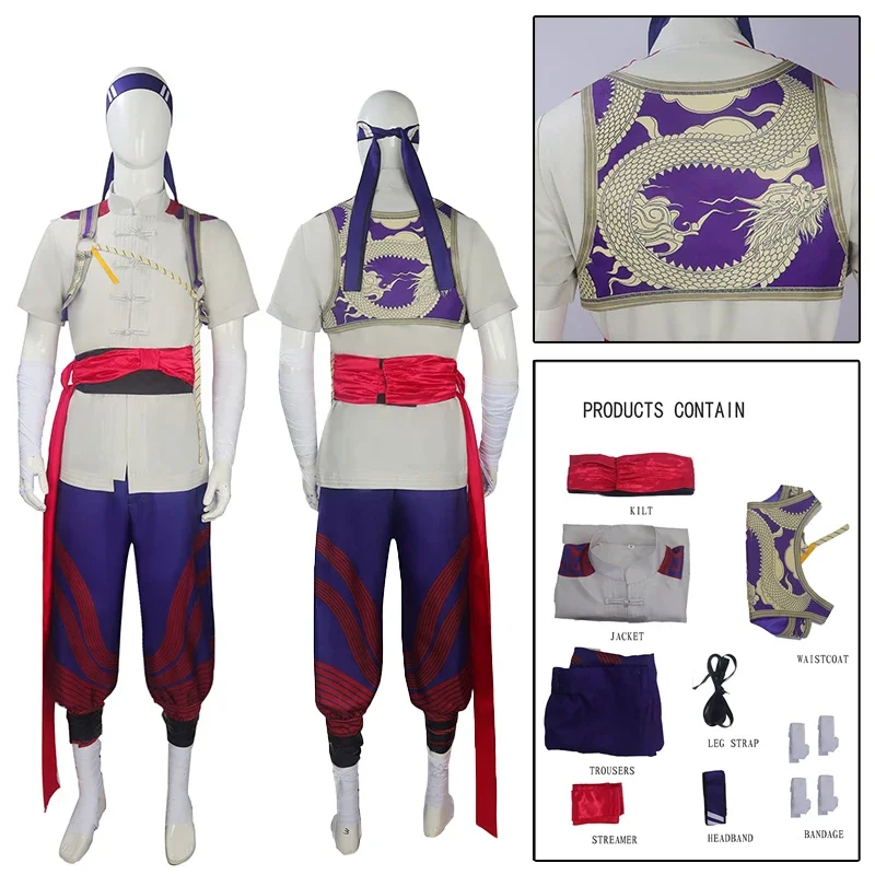 Liu Kang Cosplay Costumes Fantasia Game Mortal Uniform Kombat Role Play Outfit Halloween Carnival Party Suit For Men