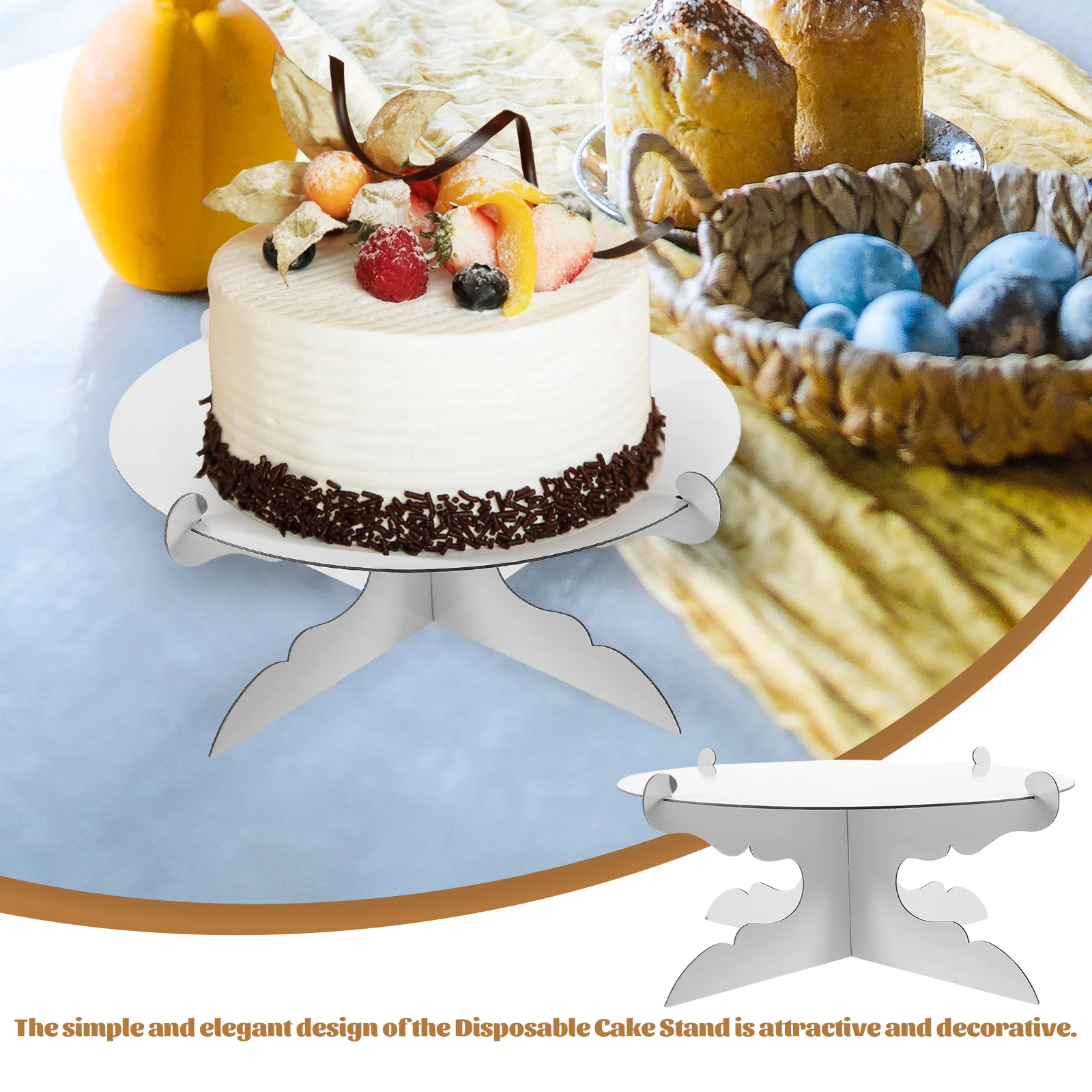 

2pcs Disposable Cake Stand Round Paper Dessert Display Stand For Wedding Party Birthday Cupcake Holder Serving Rack