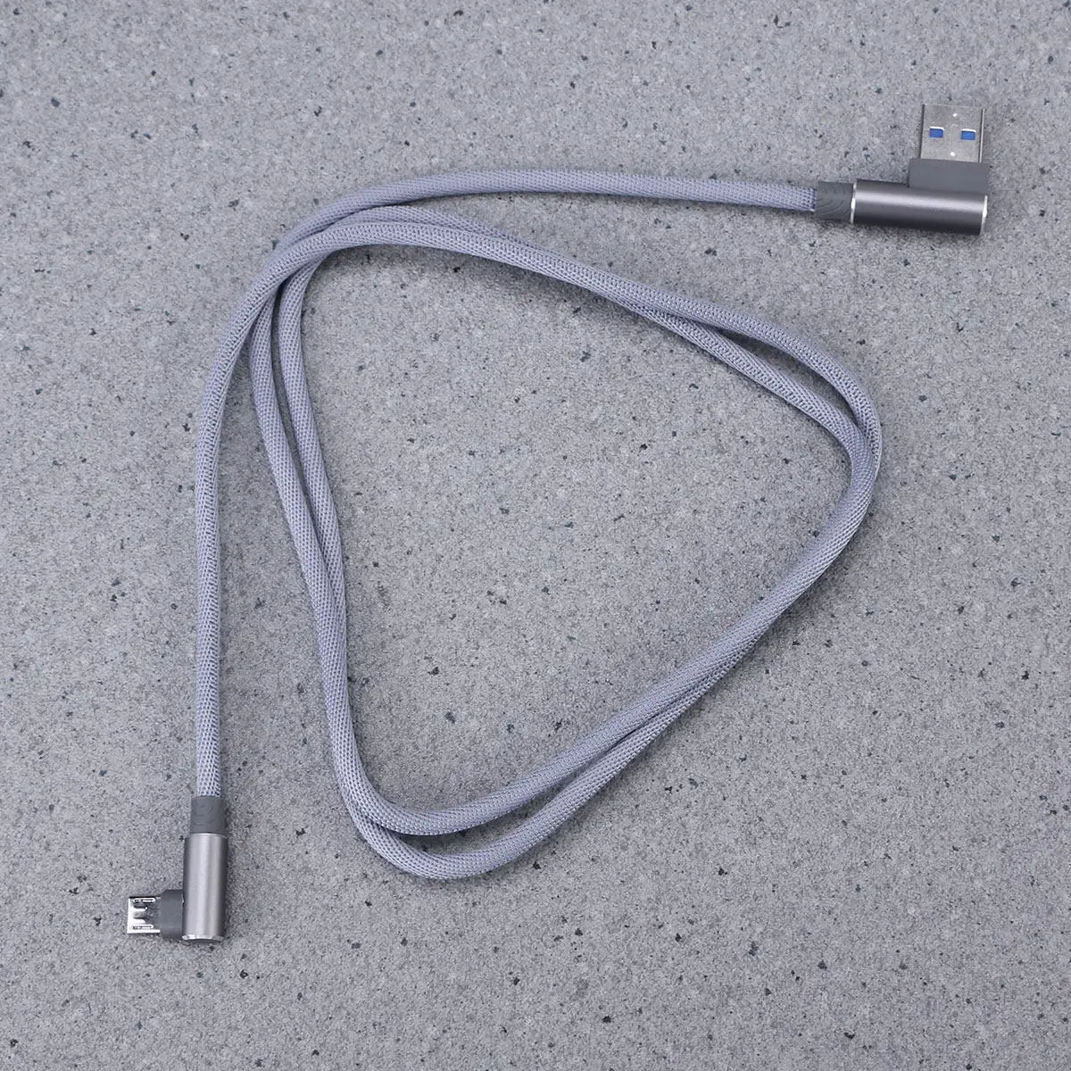 Micro USB Cable 1M Right Angle Braided Nylon Fast Charging 2.4A Data Sync Cable for Phones Grey