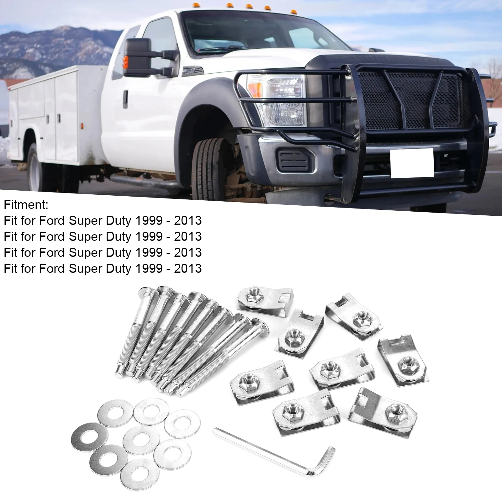 Kit dadi bulloni rondelle hardware per montaggio letto camion 8 pezzi, adatto per Ford F-350/F-450/F-550 1999-2013