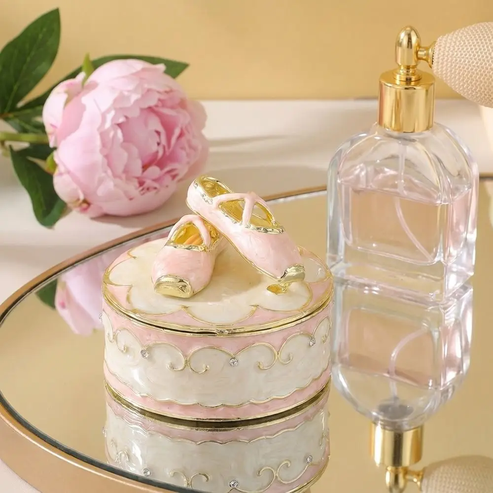 

Practical Alloy Ballet Shoes Trinket Box Exquisite Decorative Small Box Hand-painted Necklace Organizer Jewelry Storage