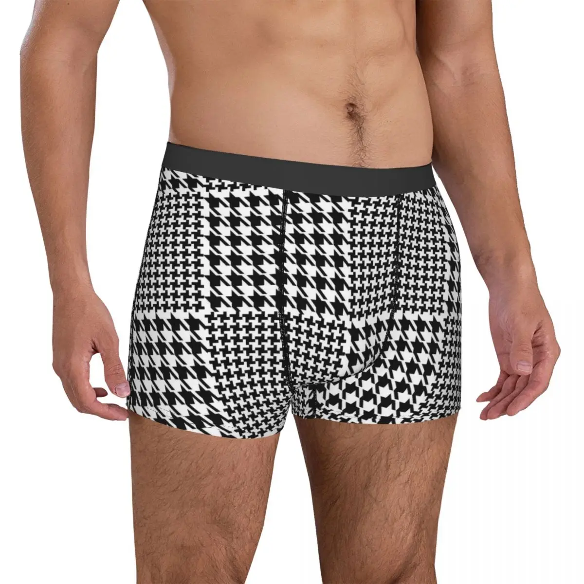 Vintage Hahnentritt Unterwäsche Patchwork Druck Männer Shorts Slips Sexy Boxer Shorts Trenky Sublimation Große Größe Unterhose