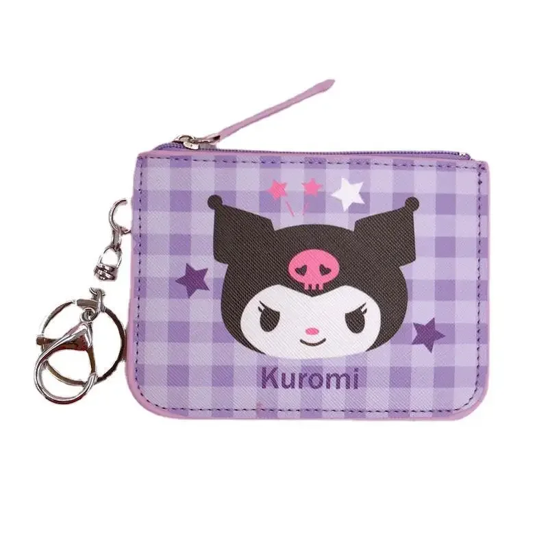 Sanrio Kuromi Hello Kitty Portamonete Cinnamoroll Melody Porta carte per bambini Portafoglio per ragazze Kawaii Keroppi Pompon Purin Borse per