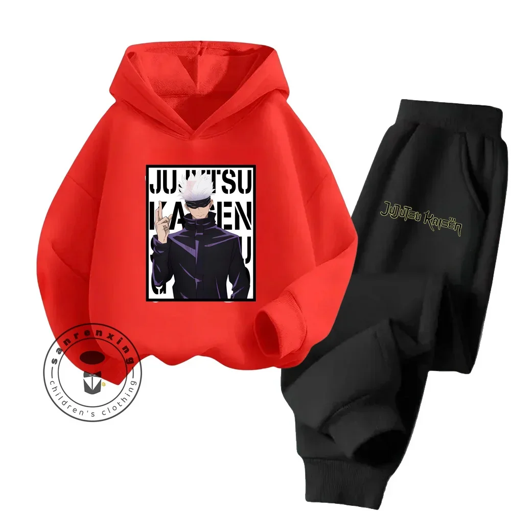 Spring and Fall Cartoon Jujutsu Kaisen Sweatshirt 3-14 Years Old Boys and Girls Pure Cotton Kawaii Home Popular Hoodie Tracksuit