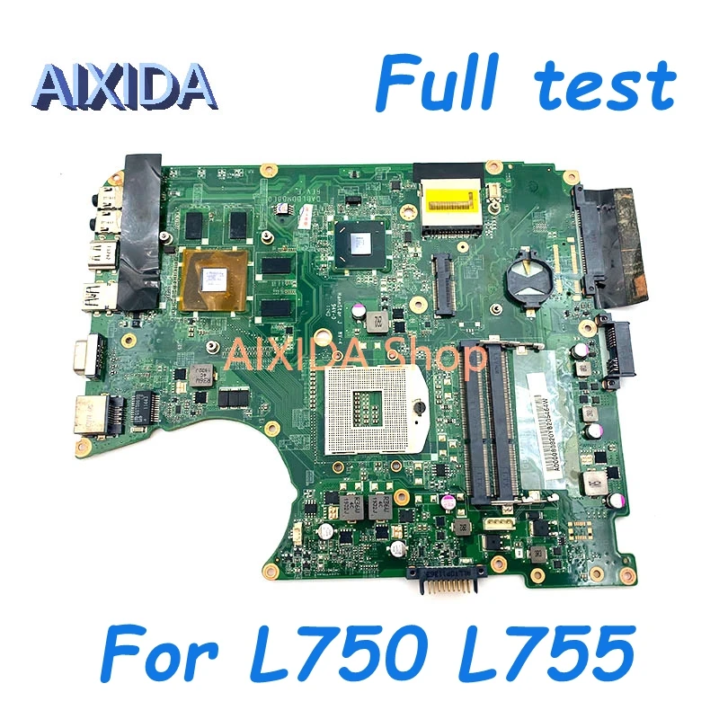 

AIXIDA A000080820 DABLBDMB8E0 For TOSHIBA Satellite L750 L755 Laptop Motherboard HM65 GT525M 1GB DDR3 Mainboard Full test