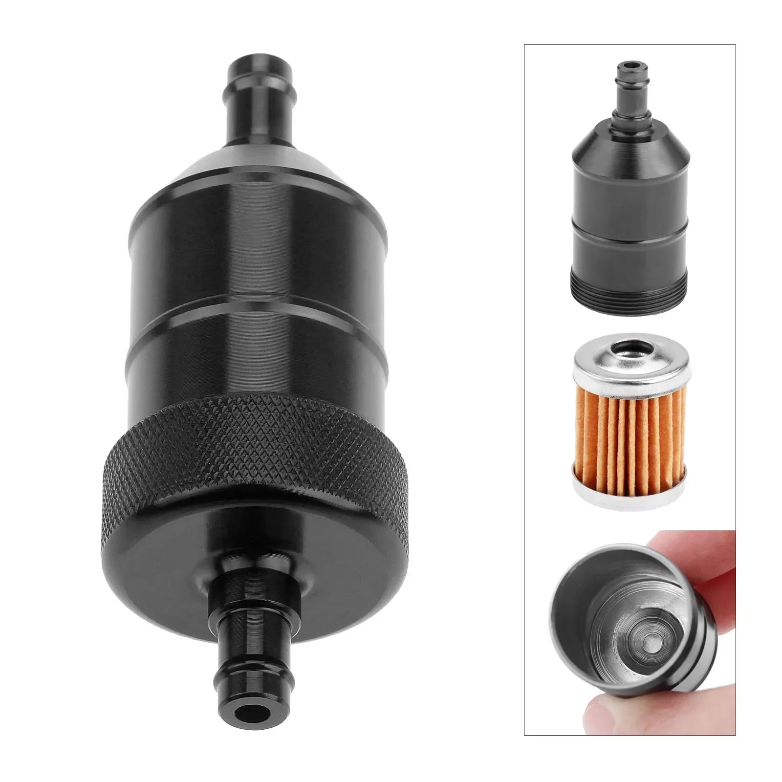Evrensel 8mm 5/16 \'\'motosiklet yakit filtresi araba benzin dizel Inline motosiklet scooter krom alüminyum yakit filtresi s 5 renk
