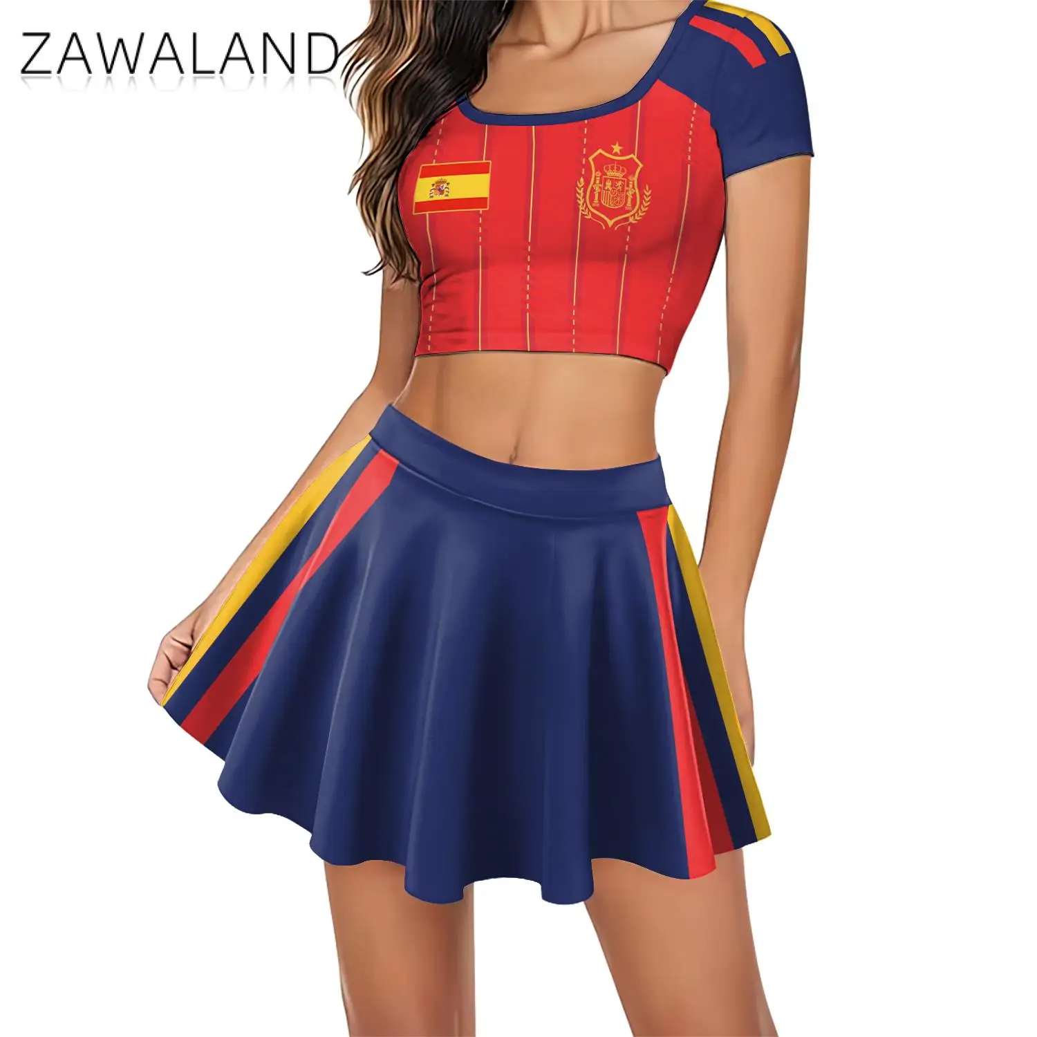 World Football Cheerleading Costume Set Women Sports Game Party 2026  Fans Crop Top Mini Skirt Cheering Team Uniform view 2