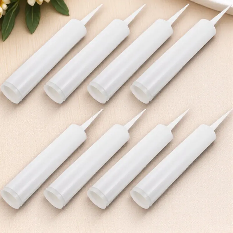 8Sets Glass Glue Empty Caulk Tubes Refillable Plastic Sealant Tubes for Bathroom Kitchen Door Window Crack Filling Application