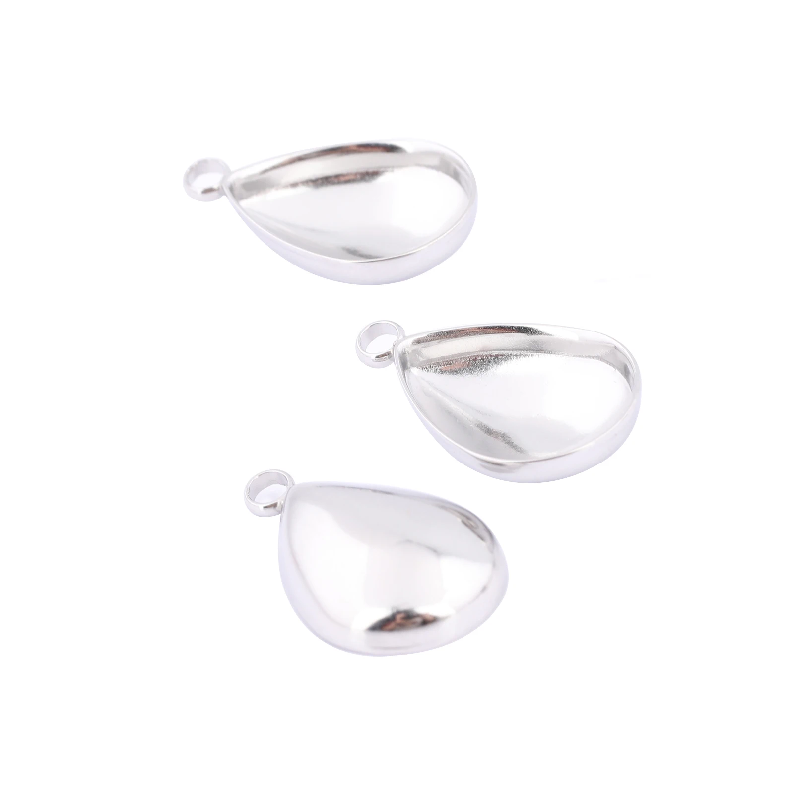 

20pcs Stainless Steel Fit 10x14mm Teardrop 12mm Heart Pointback Stone Cabochon Base Setting Trays Diy Bezel Pendant Blanks