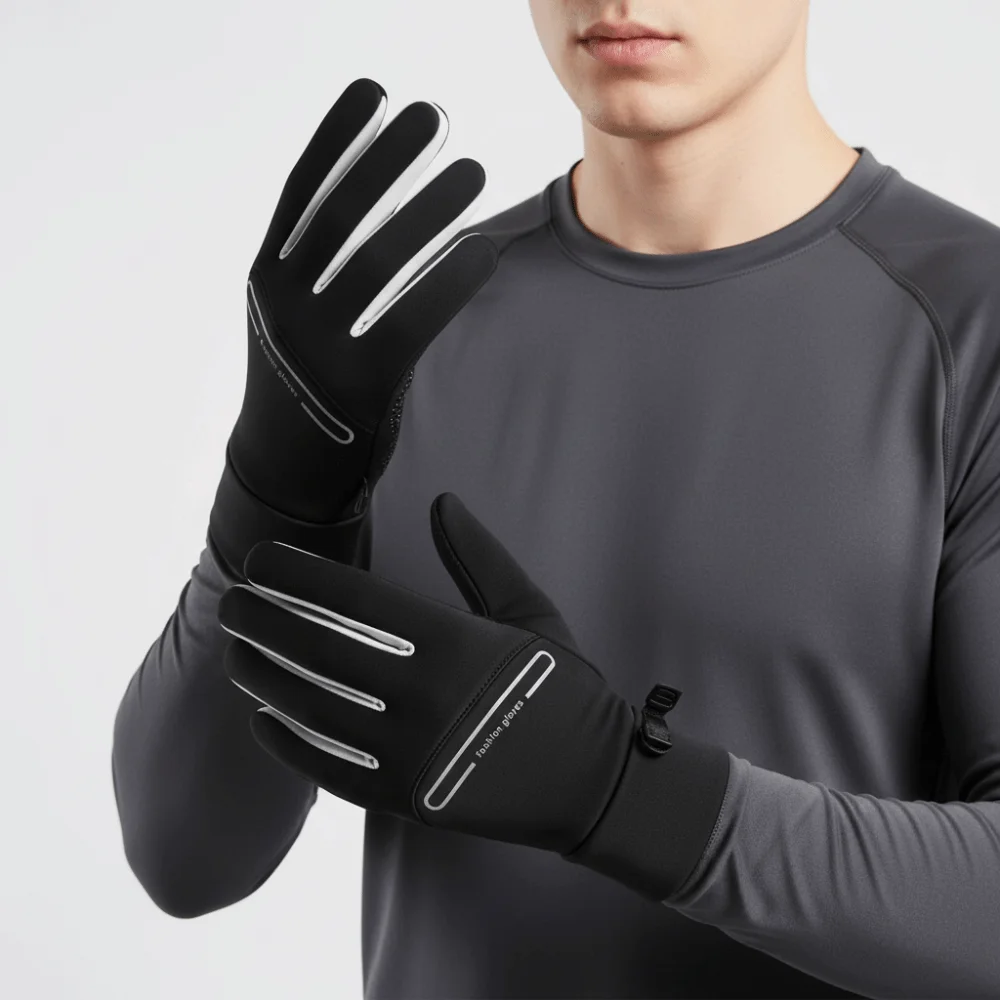 

Однотонные зимние теплые перчатки унисекс, велосипедные перчатки с сенсорным экраном и полным пальцем, противоскользящие легкие спортивные варежки для мужчин
