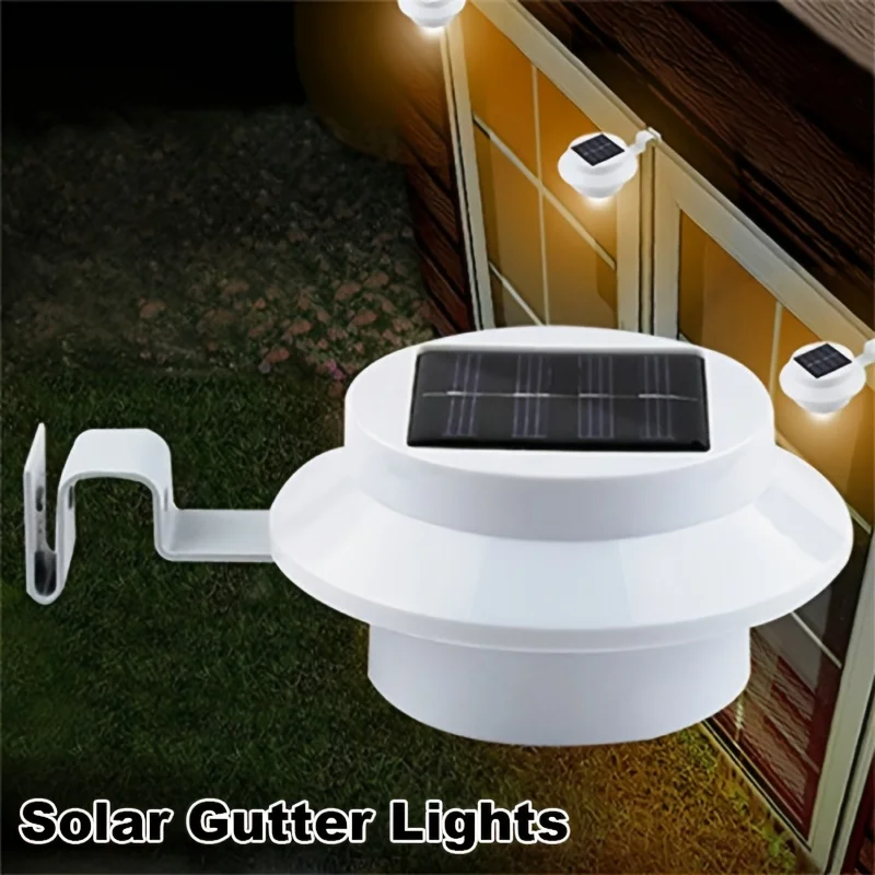 1-4 Pack Solar Gutter Lights,Porch,Wall Fixtures,Auto - Solar Charge,Waterproof,Porche,Pathway,Fence,Outdoor Garden Illumination