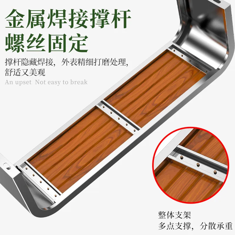 Stainless steel park chair outdoor bench courtyard double long stool outdoor preservative wood plastic wood casual iron seat
