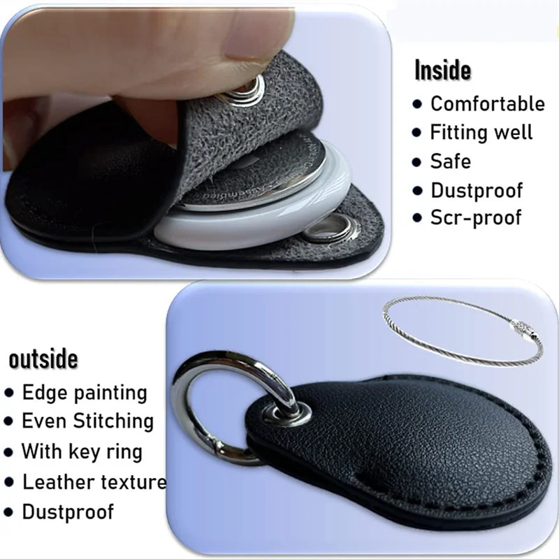 New For Airtags Leather Protective Case For Apple Anti-lost Location Tracker Pet Cat Dog Collar Cover With Keychain Accessories