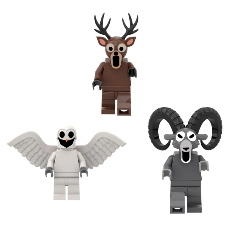 99 Nachten In Het Bos Mini Herten Uil Geit Monster Bouwstenen Model Gemonteerd Bouwstenen Kinderen Speelgoed Plastic pop