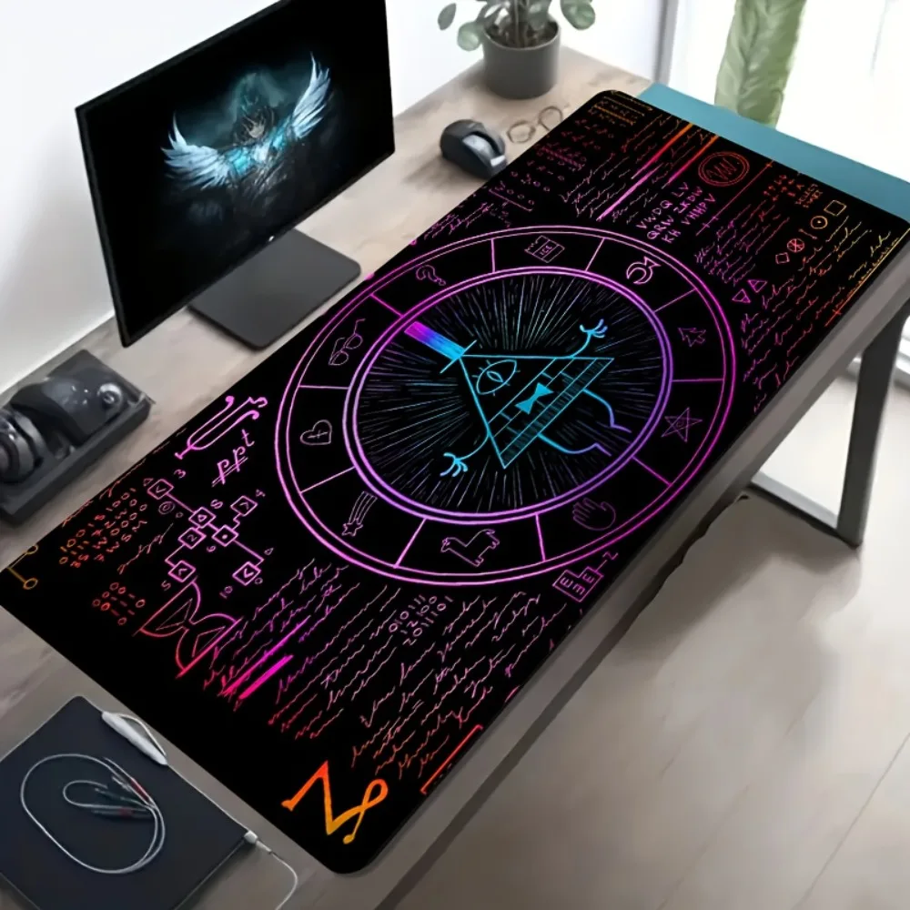 CIFBUY Mouse Pad Non-Slip Rubber Base Washable Large Desk Mat For Office Gaming Neon Triangle Eye Mysterious Symbols Pattern HD