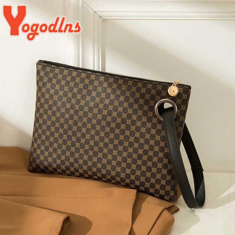 Yogodlns Women Wristlet Bag PU Leather Envelope Bag Shopping Totes Traveling Portable Purse Clutch Wallet Ladies Pattern HandBag