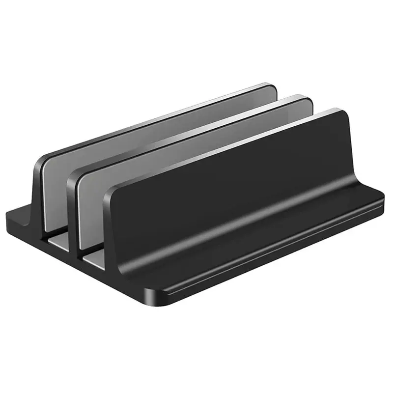M51K-Vertical Laptop Stand 2 Slot Adjustable Aluminum Desktop Holder Up To 17.3 Inch Fit For Laptops Tablets Or Books