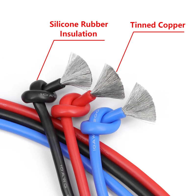 Cable de silicona Flexible de 1/5M 30 28 26 24 22 20 18 16 15 14 13 12 10 8AWG/600V cableado automotriz de batería de coche de alta temperatura