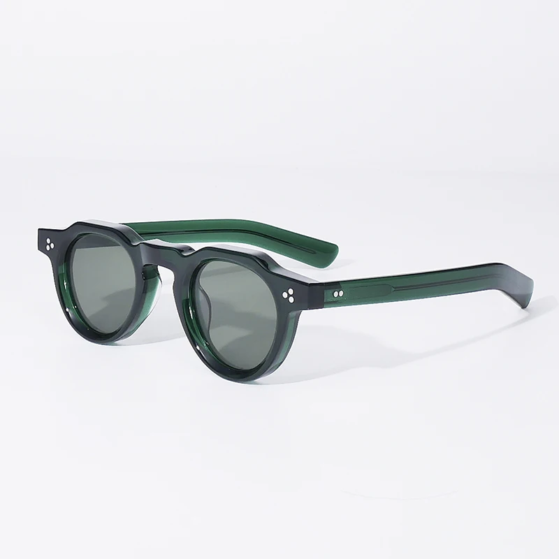 sunshador 8135 neue Retro-Sonnenbrillen im japanischen Stil mit rundem Rahmen für Herren, handgefertigte Acetat-Sonnenbrillen für Damen in Schildpattoptik mit gravierten Logos 5