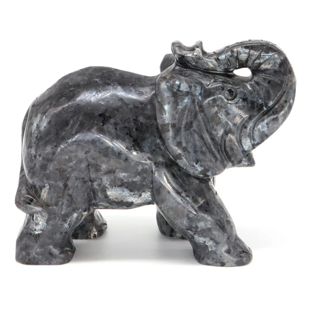 

5 "статуя слона, натуральный черный ларвикит, целебный драгоценный камень, резная каменная фигурка животного, фэн-шуй, поделки, украшение дома, подарок