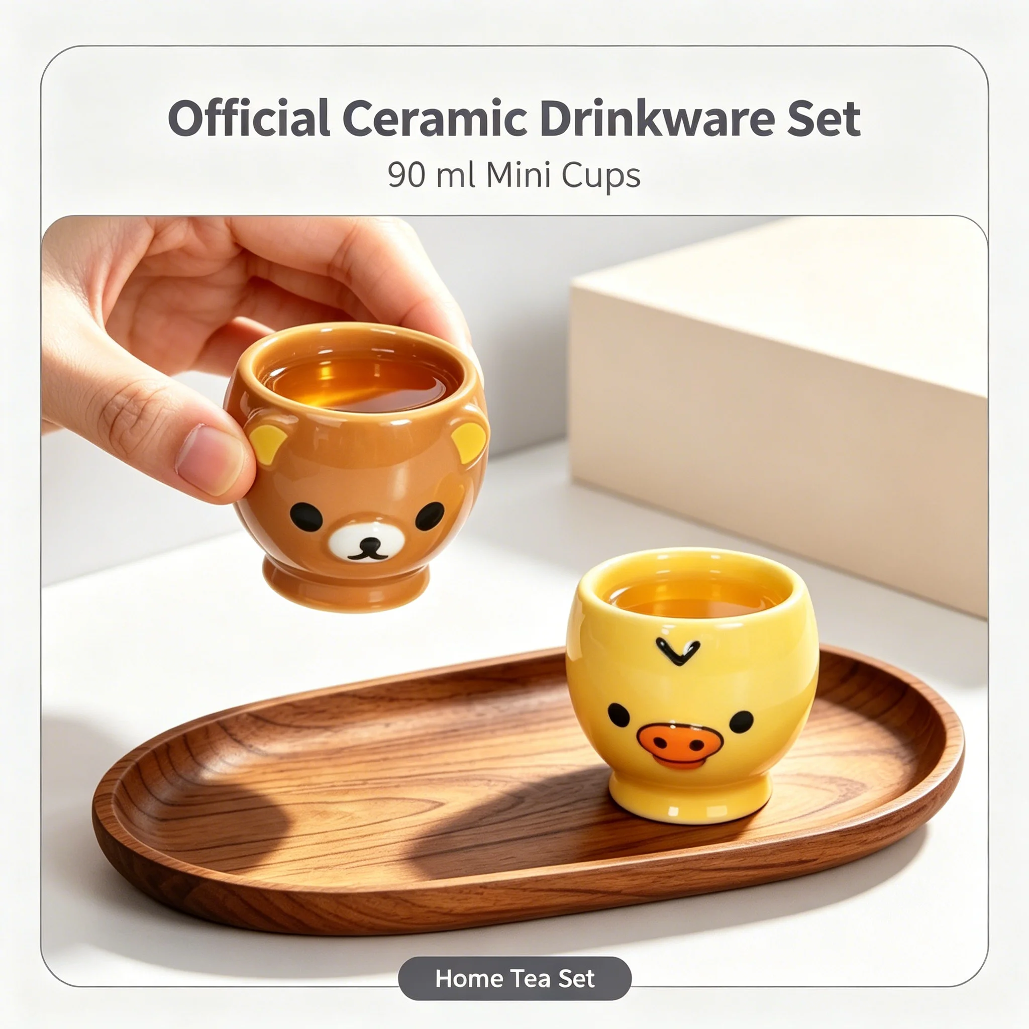 90ml Mini Rilakkuma Mini Ceramic Mug Cute Cartoon Kiiroitori Coffee Cup Stackable Water Cup Set Anime Peripheral Birthday Gifts