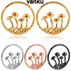 Vanku 2PC Stainless Steel New mushroom Ear Weights hangers for Stretched Ears Gauges Ear Plugs Tunnels Body Piercing Jewelry