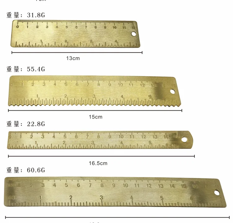 `Creative Brass Metal Bookmark Ruler, 12cm 15cm Measuring Straight Ruler, Hand Account Tool for School Office Stationery