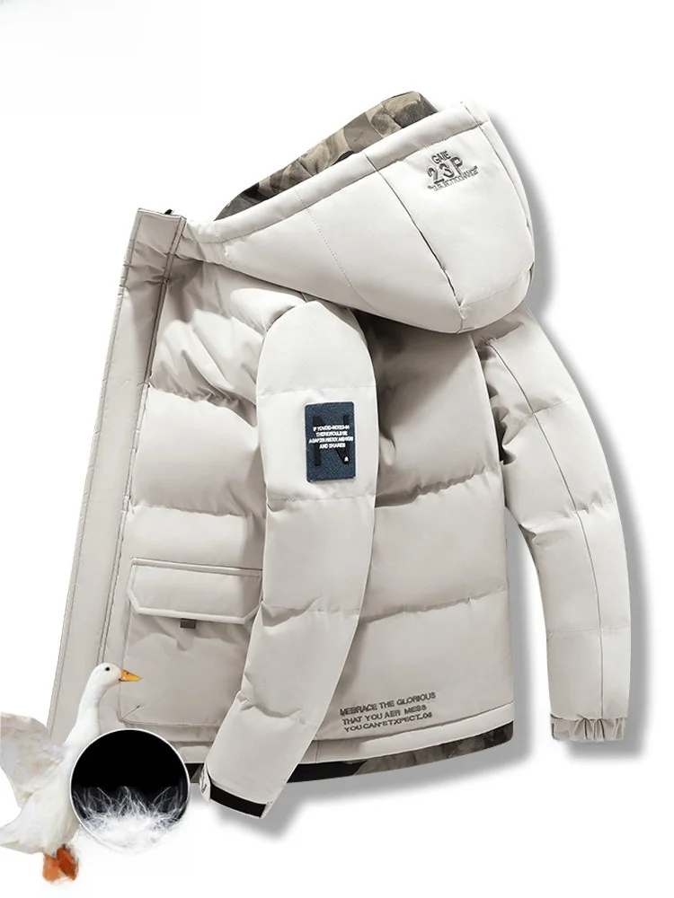 Jaket Pria Kasual Longgar Berbahan Katun untuk Musim Dingin, Hangat, Tahan Angin, Berkerudung, Modis, Urban, Tipis, Serat Poliester