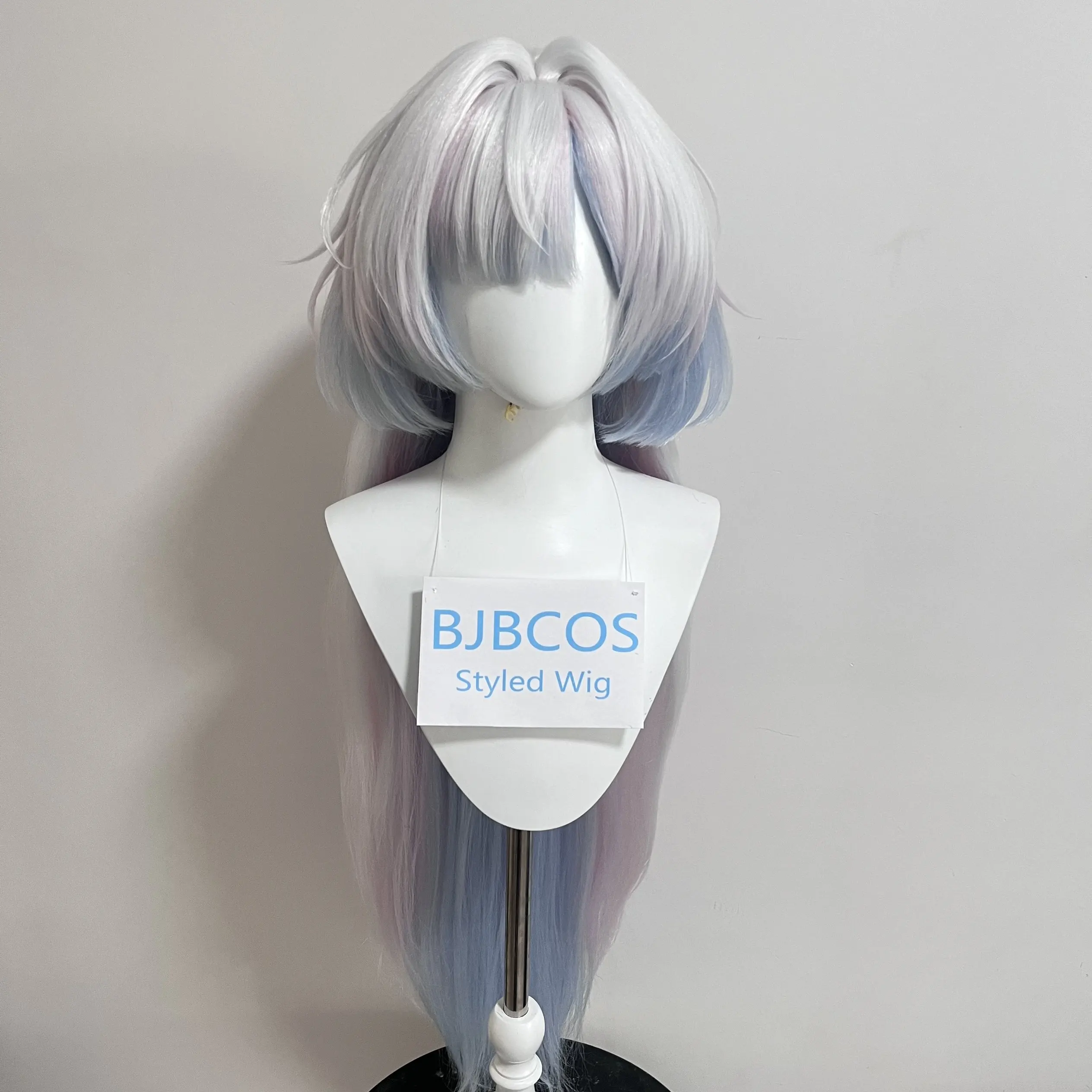 

[Styled] WUWA Mornye Cosplay Wig 85cm Long Silver Blue Wig Anime Heat Resistant Synthetic Wigs for Halloween Carnival Party
