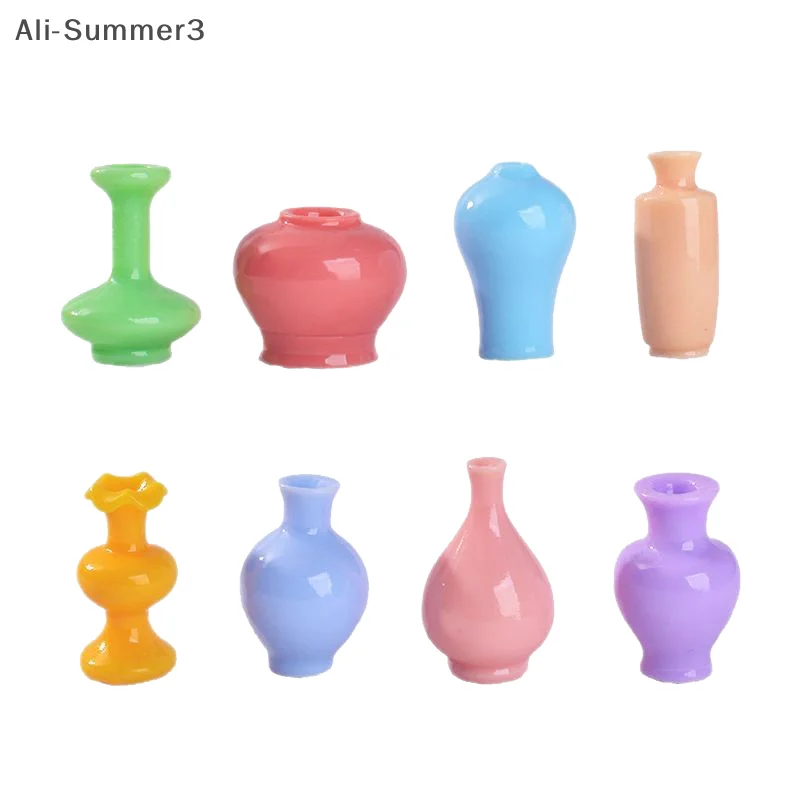 8 قطعة زجاجات زهرية ملونة صغيرة/الأواني دمية يدوية المنمنمات زهرية بيت الدمية ديكورا المطبخ زخرفة DIY بها بنفسك اكسسوارات