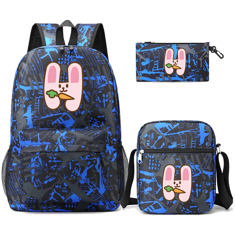 3Pcs/set Animal 26 English Letters Backpack Back To School Backpack Boy Girl Kawaii Shoulder Bag Pencil Case Student Bag