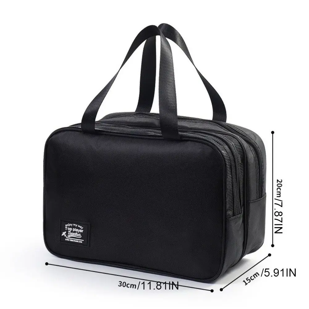 حقيبة مستحضرات التجميل المحمولة بلون سادة من قماش أكسفورد حقيبة أدوات الزينة المحمولة السميكة ذات سعة كبيرة على الطراز الكوري حقيبة مكياج #6