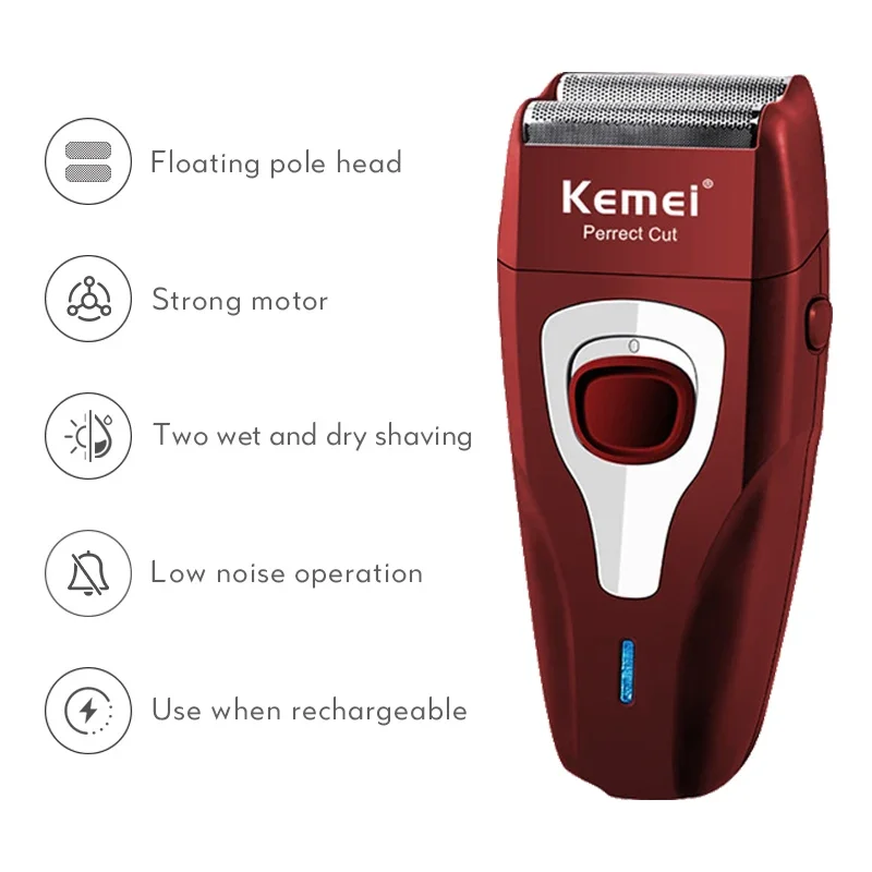 Kemei-男性用充電式ひげトリマー,かみそりの刃,電気シェーバー