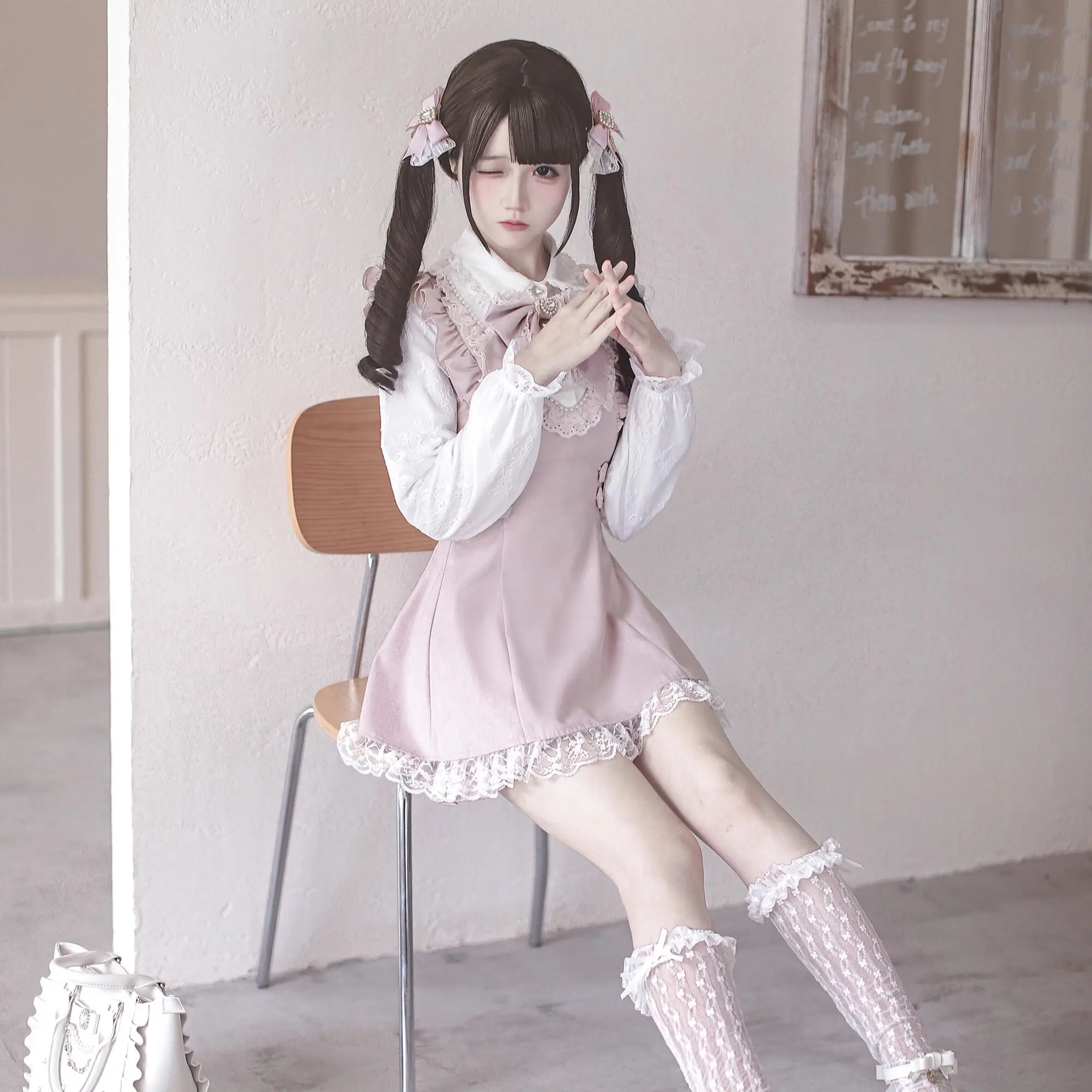 Sweet Pink Jirai Kei Dress Set Original Mass Production Japanese Subculture Bud Dress Set Women's 2-Piece Dress Set