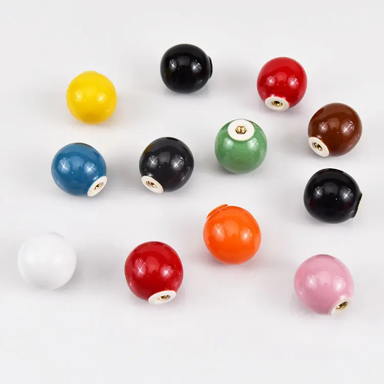 Color ceramic cabinet door handle simple side cabinet wardrobe drawer cabinet round single hole handle cute handle