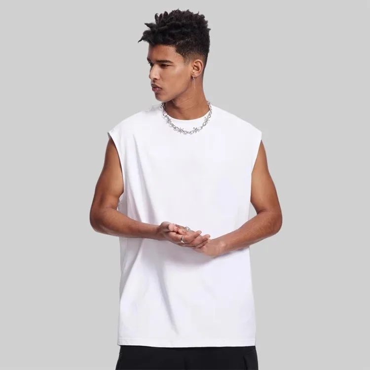 Summer Pure Cotton Lightweight Solid Sleeveless Tank Top Men's Fitness Sports Casual Top