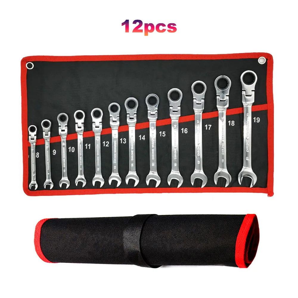 12/14pcs 8-24mm Flexiable Head Quick Wrench Set Spanner with Bag for Bicycle Motorcycle Car Repair Mechanical Tool