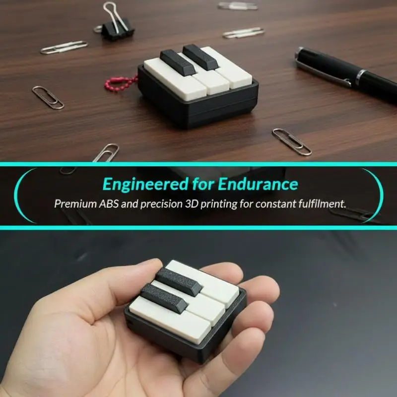 Fun Creative Mini Piano Key Fidget Toy 3D Printed Tactile Click Design Relax Fidget Stress Relief Pendant For Office Daily Carry