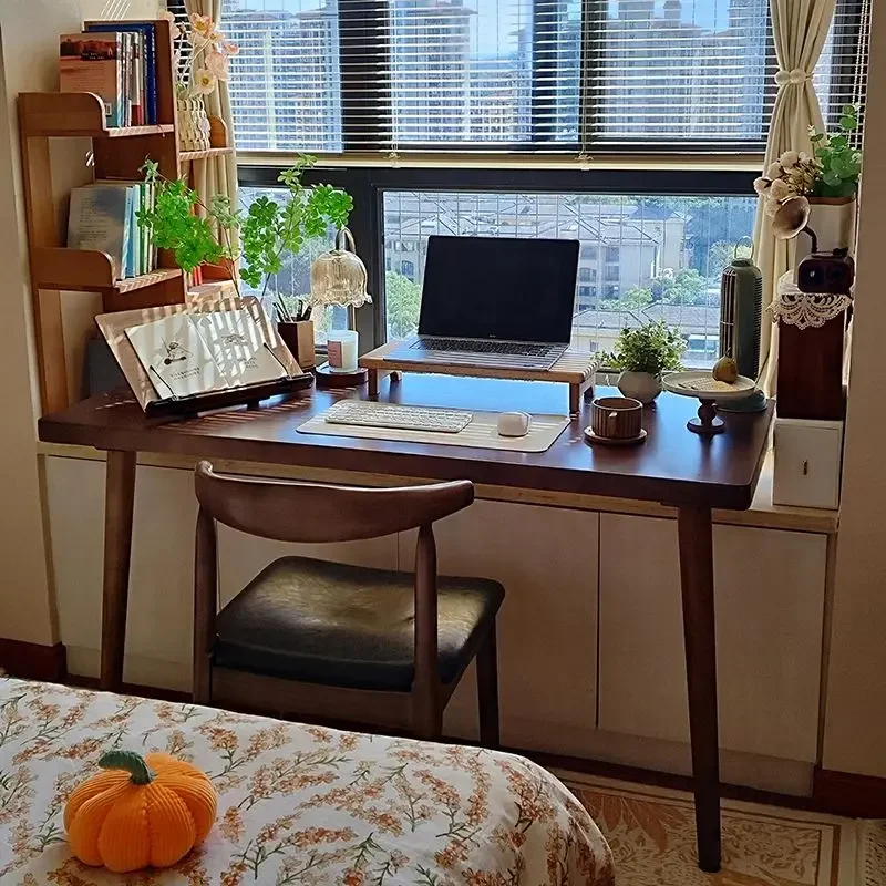 Solid wood bay window desk bay window table special study table half bay window bedroom computer table high and low foot balcony