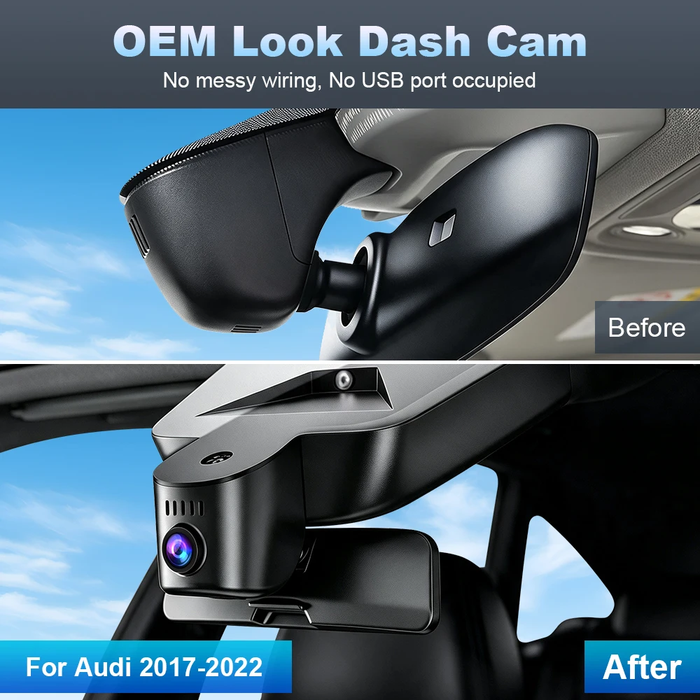EBILAEN 4K Dash Cam For Audi 2017-2022 (Model A) Dashcam Camera Wifi Car DVR night vision dual dash cam factory style DVR